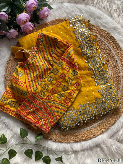 Faxu Gergette Coding Lace Border Sequence Work Saree