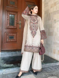 White Color Roman Silk Sequence Embroidery Work Top Plazzo