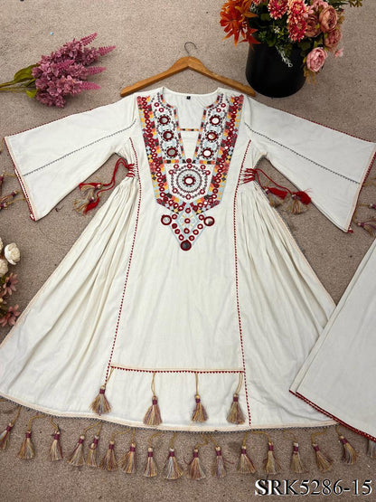 Pure Khadi Cotton Embroidery Sequence work Top Plazzo