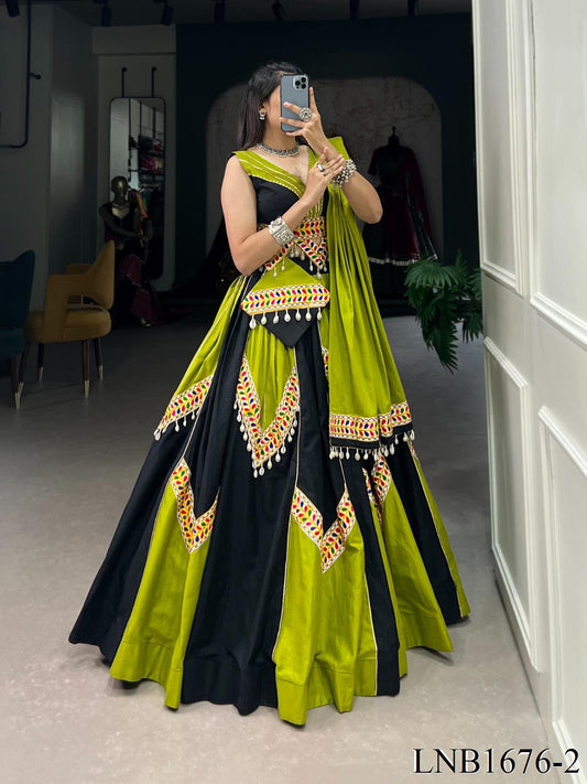 Navratri Special Pure Cotton With Plain Work Lehenga