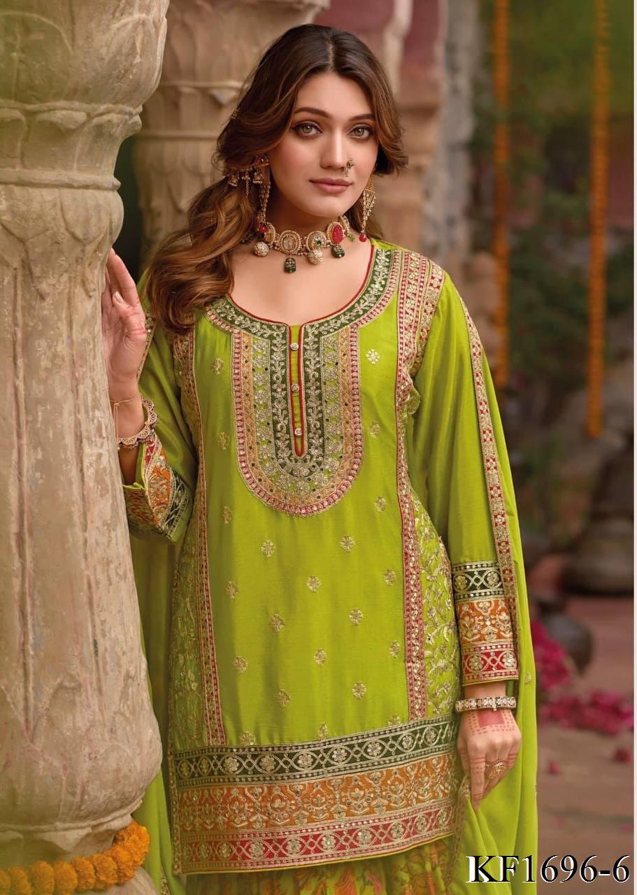 Heavy Chinon Silk With Sequins With Mirror Work Top Sharara