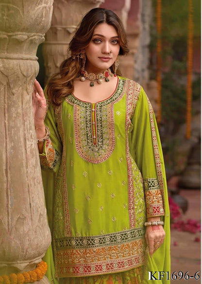 Heavy Chinon Silk With Sequins With Mirror Work Top Sharara