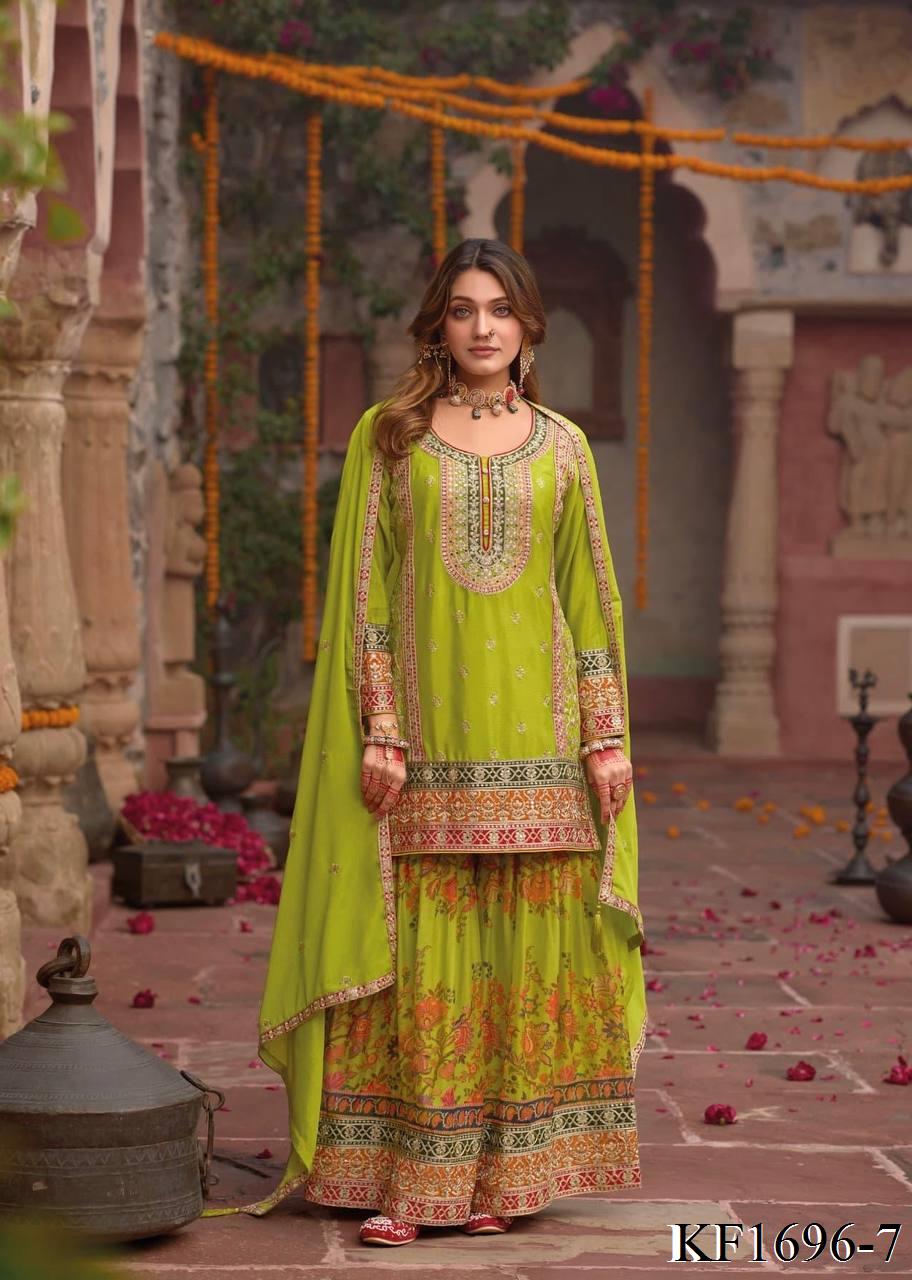 Heavy Chinon Silk With Sequins With Mirror Work Top Sharara