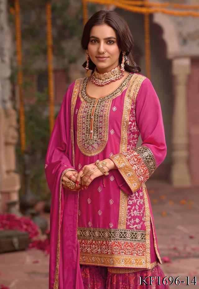 Heavy Chinon Silk With Sequins With Mirror Work Top Sharara