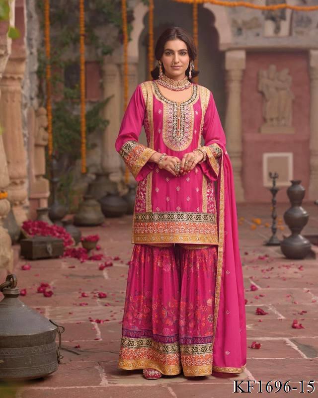 Heavy Chinon Silk With Sequins With Mirror Work Top Sharara