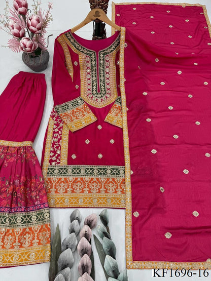 Heavy Chinon Silk With Sequins With Mirror Work Top Sharara