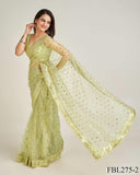 Net Fabric Sequins With Dori Work Saree