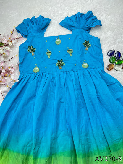 Elegant Moti Work Cotton Gown