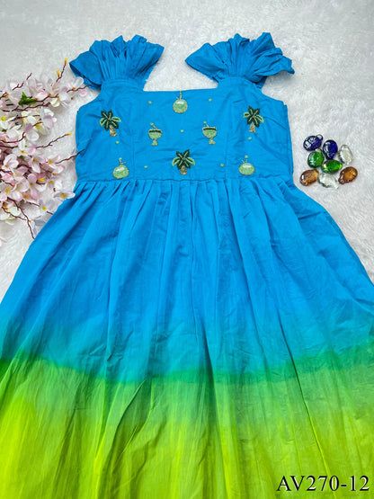 Elegant Moti Work Cotton Gown