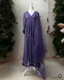 Purple Color Georgette Heavy Sequins Work Gown