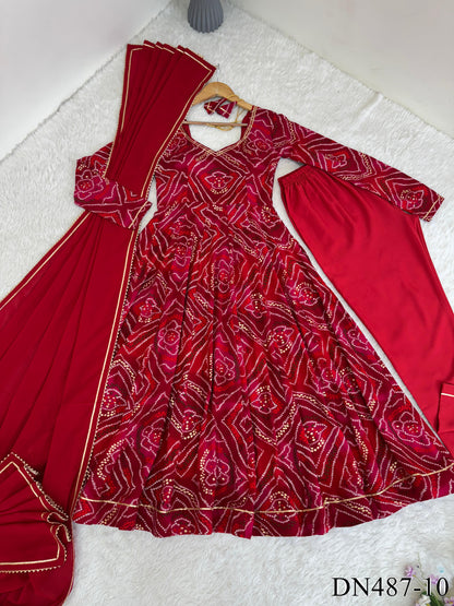 Red Color Viscos Reyon Fabric With Gotta Patti Work  Gown