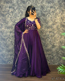 Designer Embroidered Silk Gown Ensemble With Dupatta