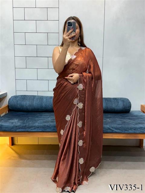 Space Silk With Hart Loving Daimond Work Saree