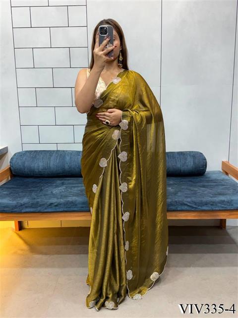Space Silk With Hart Loving Daimond Work Saree