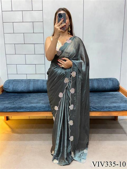 Space Silk With Hart Loving Daimond Work Saree