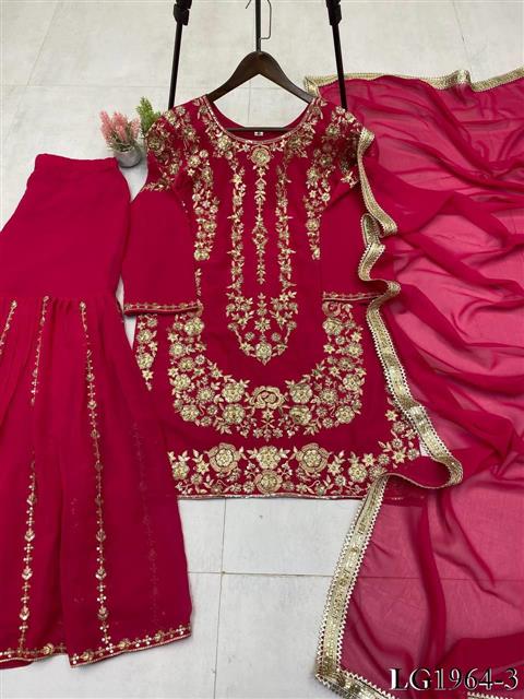 Georgette Fabric With Sequience Embroidery Work Top Sharara