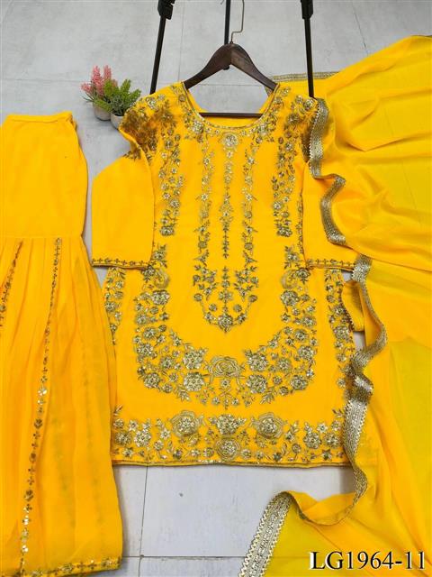 Georgette Fabric With Sequience Embroidery Work Top Sharara