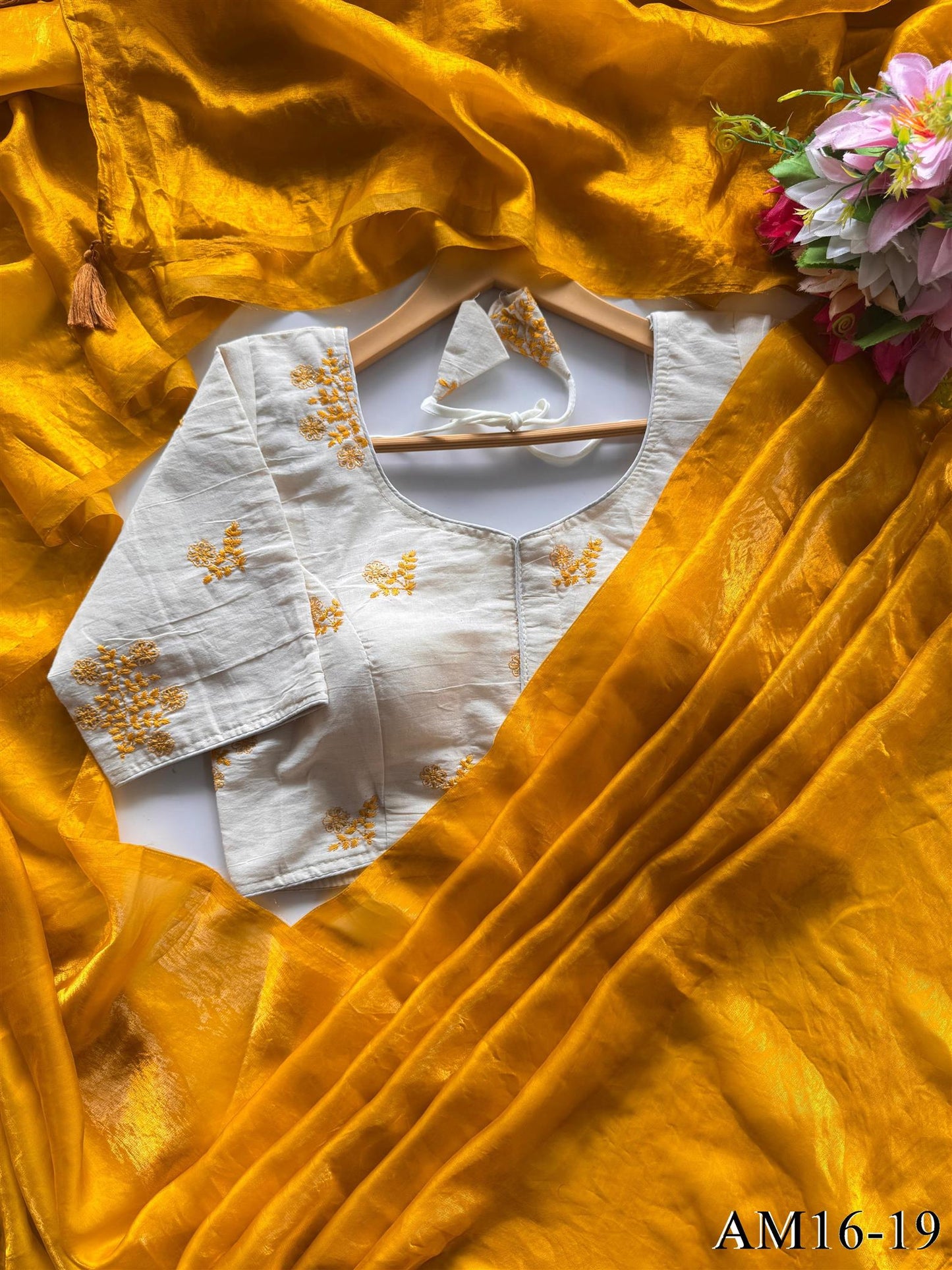 Space Silk With Silky Latkan Khadi Work Saree