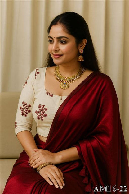 Space Silk With Silky Latkan Khadi Work Saree