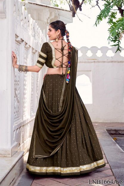 Pure Chanderi Weaving Work Embossed Design Lehenga