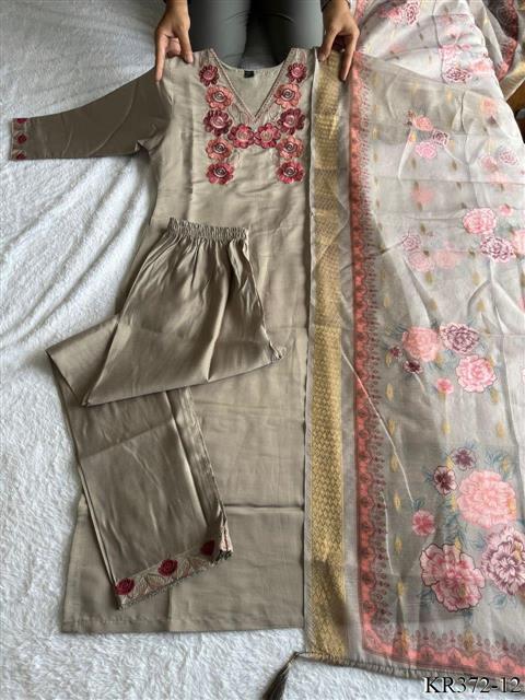 Premium Wear Roman Silk Embroidery Work Top Pent