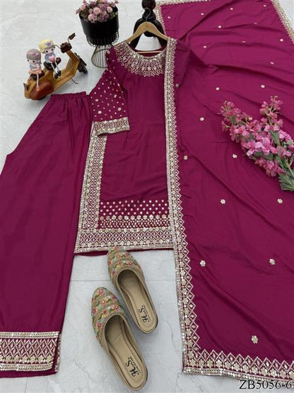 Natural Crepe Fabric With Embroidery Sequins Work Top Sharara