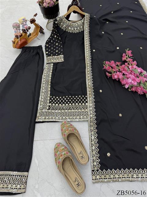 Natural Crepe Fabric With Embroidery Sequins Work Top Sharara