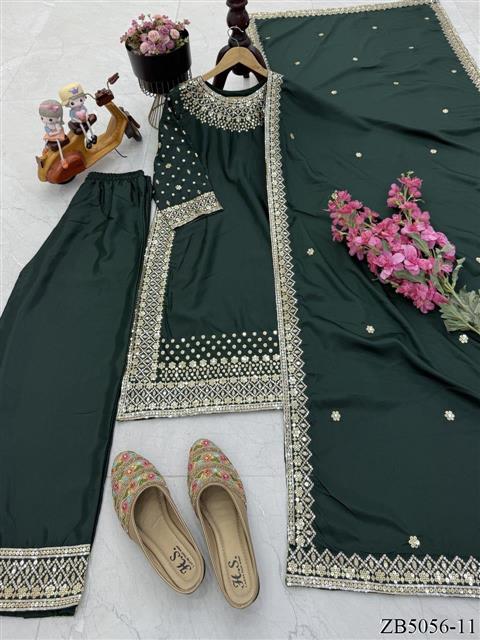 Natural Crepe Fabric With Embroidery Sequins Work Top Sharara