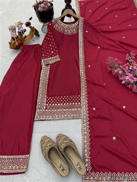 Natural Crepe Fabric With Embroidery Sequins Work Top Sharara
