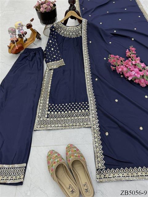Natural Crepe Fabric With Embroidery Sequins Work Top Sharara
