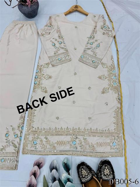 Cream Color Natural Silk With Embroidery Work Top Plazzo