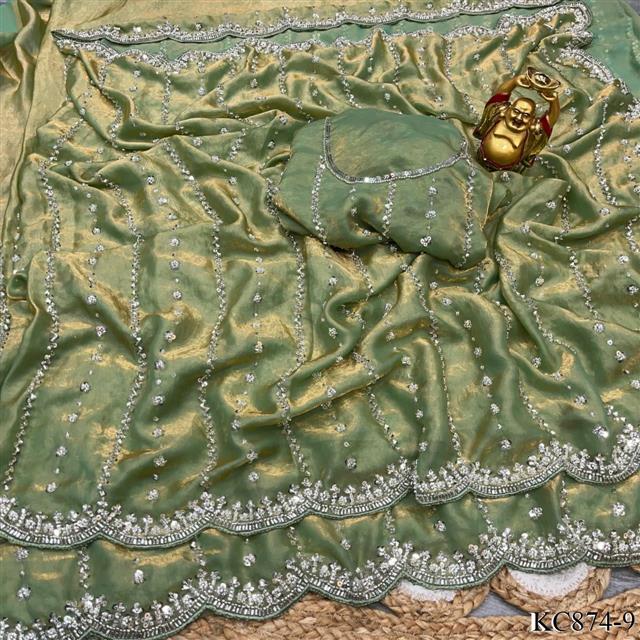 Space Silk With Original Beeds Work Saree