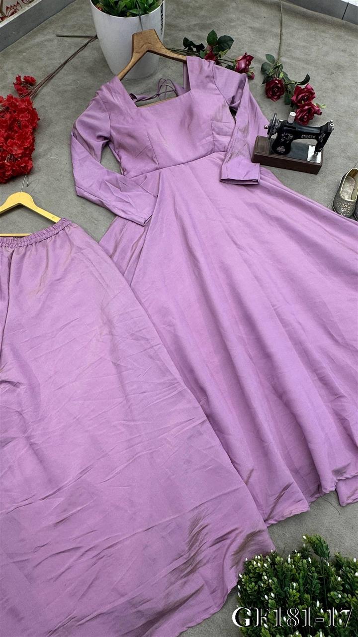 Simar Silk With Heavy Fair Plazzo And Plain Work Gown