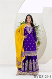 Chinon Fabric with Embroidery Sequience Coding Work Top Sharara