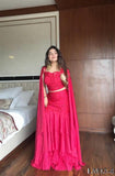 Red Color French Creap emroidery Work Blouse Skirt