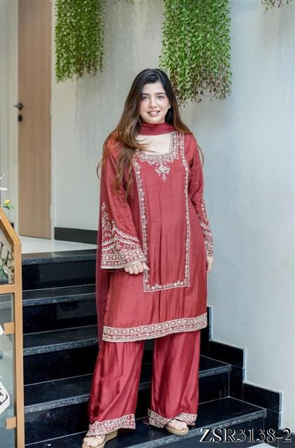 Beautifull German Chiffon Embroidery Work Top Pent