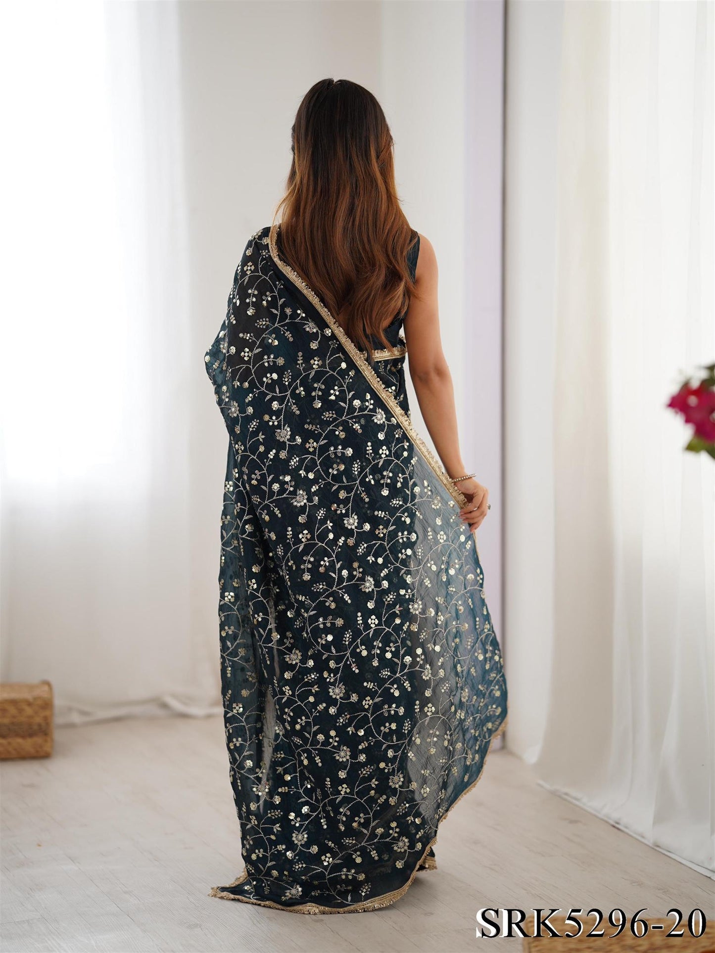 Crunchy Silk Embroidery Work With Lace Border Saree