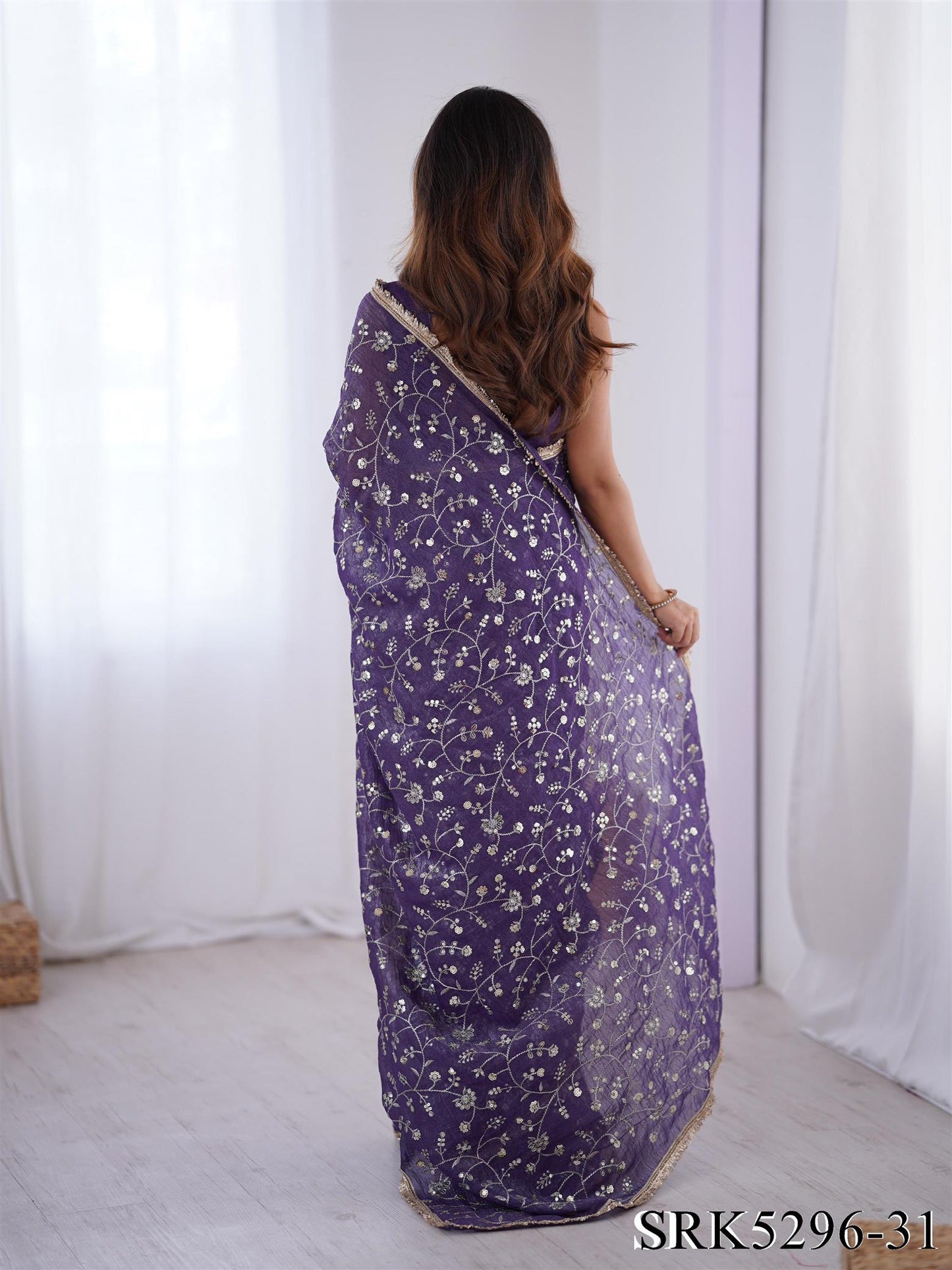 Crunchy Silk Embroidery Work With Lace Border Saree
