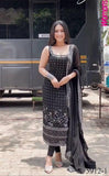 Black Color Foux Georgette Sequience Work Top Pent