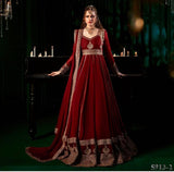 Maroon Color Faux Georgette Sequience Work Gown
