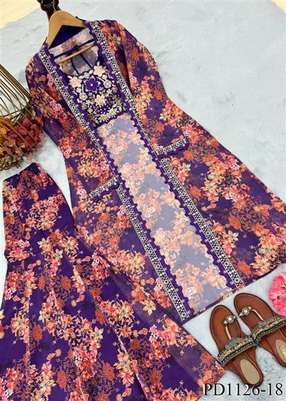 Red Color Satin Silk With Embroidery Work Koti Plazzo