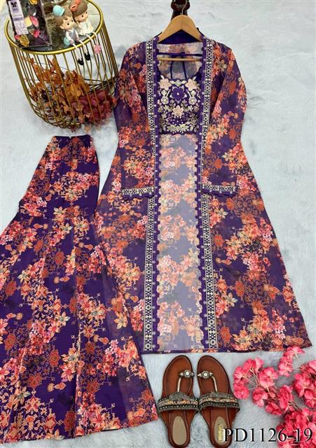 Red Color Satin Silk With Embroidery Work Koti Plazzo