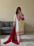 White Color Roamn Silk With Embroiery Work Top Pent