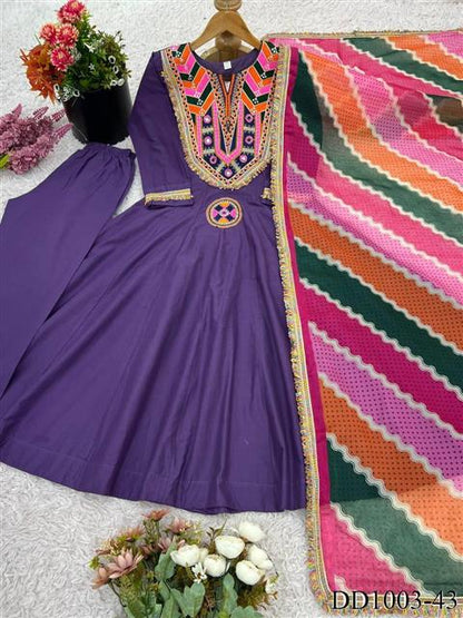 Pure Khadi Cotton With Embroidery Work Top Pent