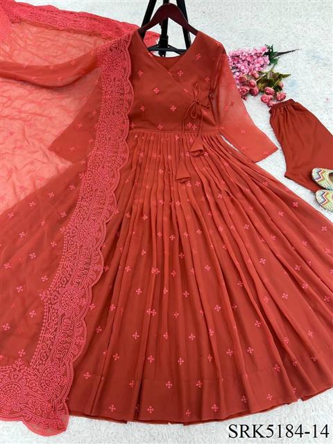 Beautifull Wear Fox Georgette Embroidery Work Gown