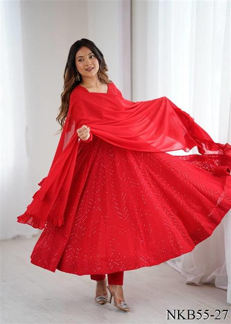 Heavy Pure Soft fox Georgette Lukhanowi Sequence Work Anarkali