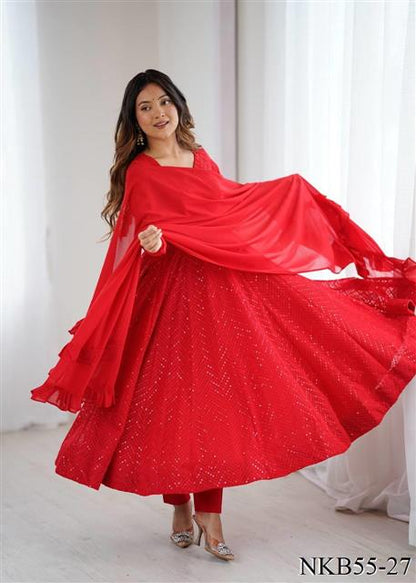 Heavy Pure Soft fox Georgette Lukhanowi Sequence Work Anarkali