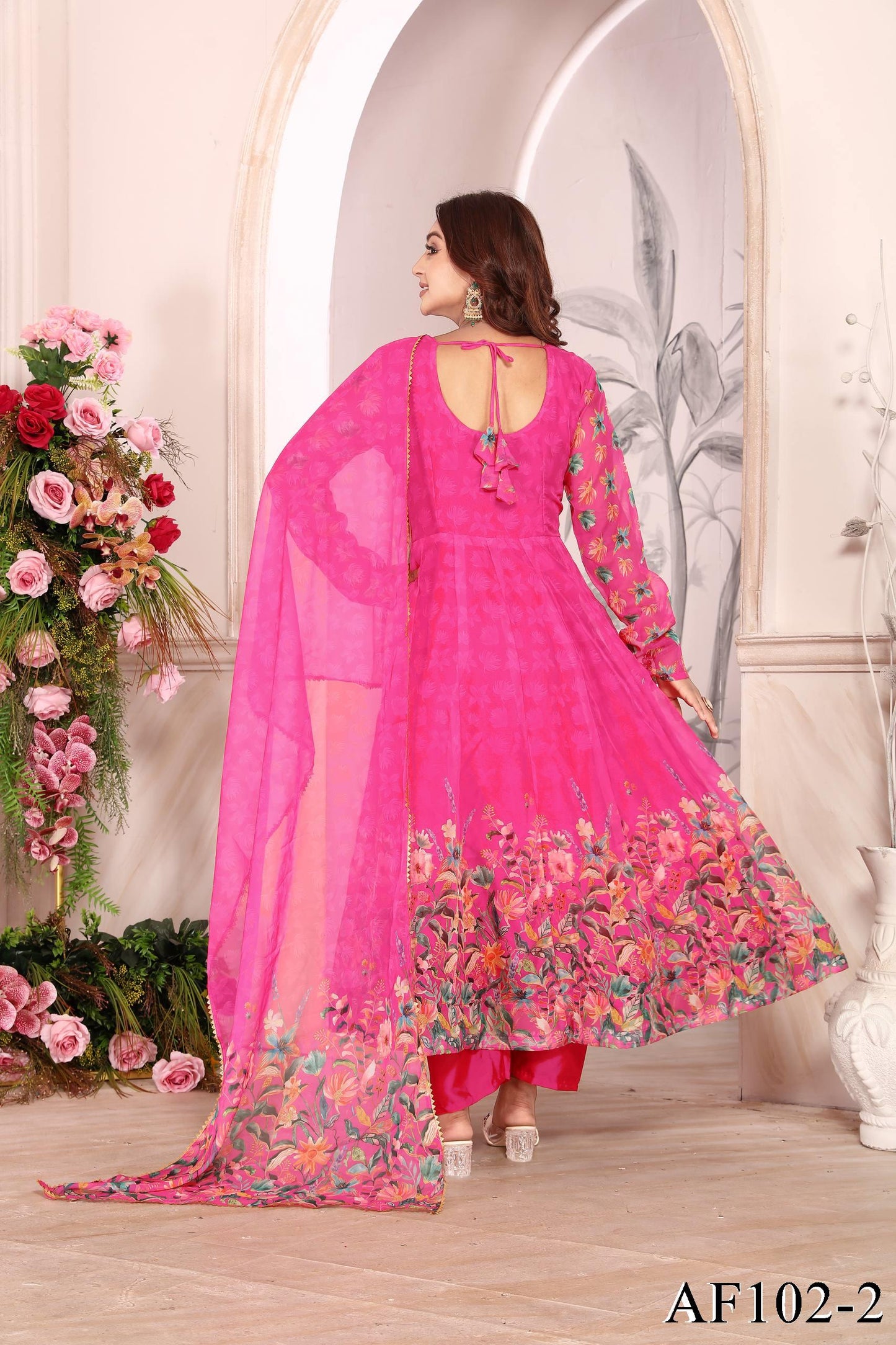 Beautifull Tebby Frora Printed With Lace Work Anarkali