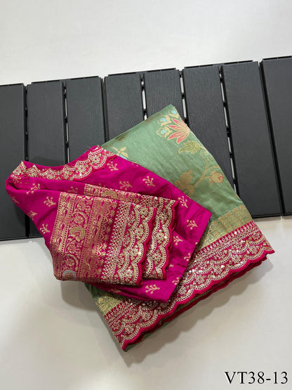 Pure Banarasi Silk With Weaving Flower Design Saree