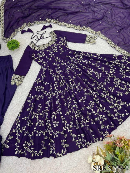 New Wear Faux Georgette Embroidery Work Anarkali